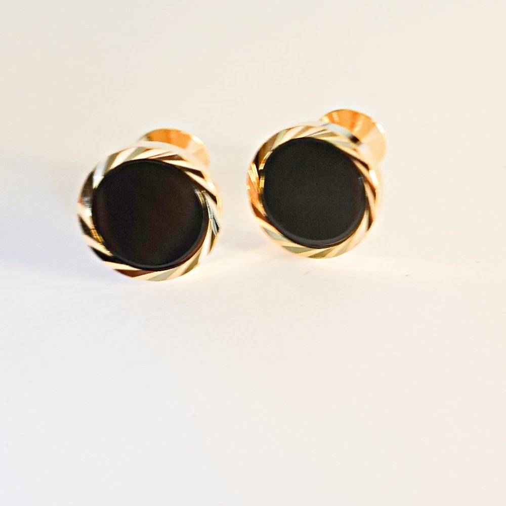 - Black  Onyx Gold Filled Cufflinks